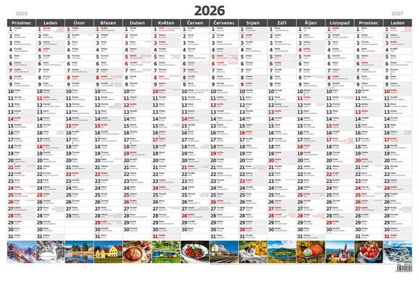 Kalendář nástěnný 2026 - Plánovací roční mapa A1 obrázková