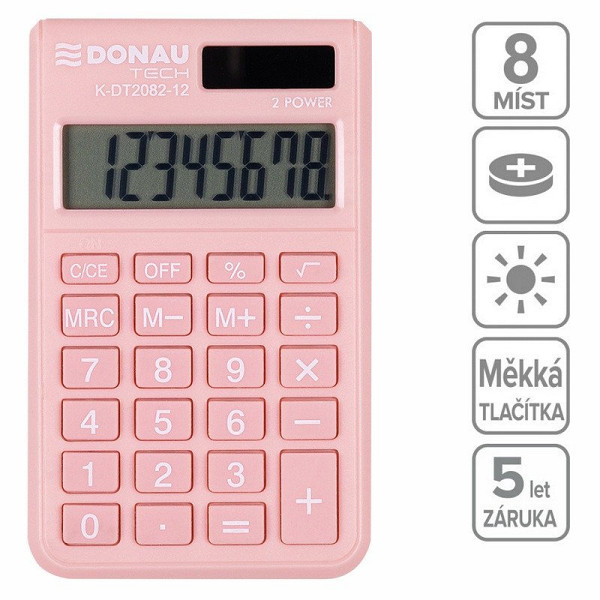 Kapesní kalkulačka DONAU TECH 2082, 8místná, meruňková