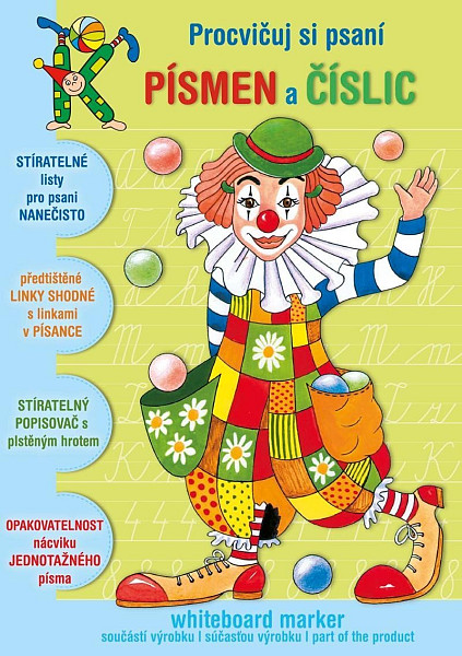 Klauni - Procvičuj si psaní písmen a číslic + popisovač