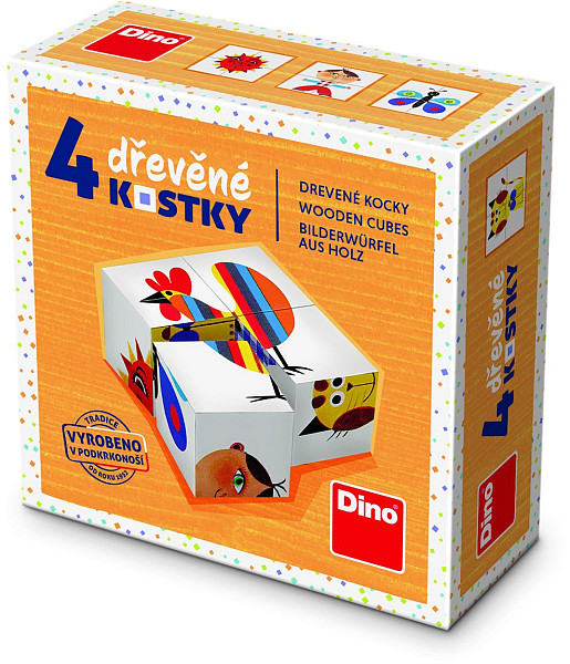 Kohout - Dřevěné kostky 4 ks
