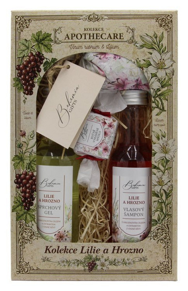 Kosmetická sada Apothecare Hrozno a lilie (sprchový gel, šampon, mýdlo, koupelová sůl)