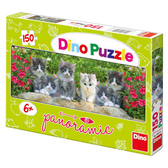 Koťátka v zahradě - puzzle panoramic 150 dílků