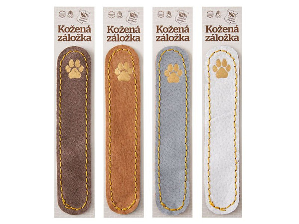 Kožená záložka do knihy Tlapka - hnědá