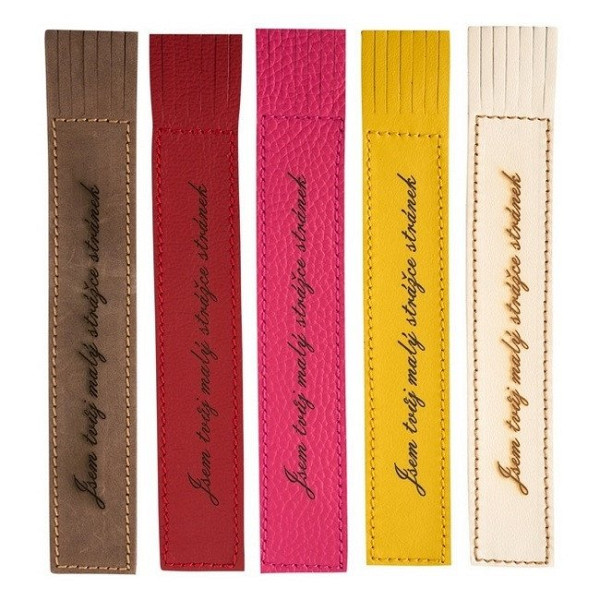 Kožená záložka se střapci Jsem Tvůj malý strážce stránek