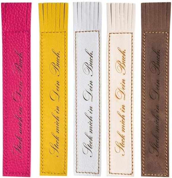 Kožená záložka se střapci Steck mich in dein Buch