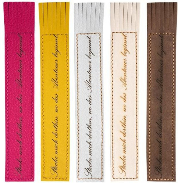 Kožená záložka se střapci Stecke mich dorthin, wo das Abenteuer beginnt