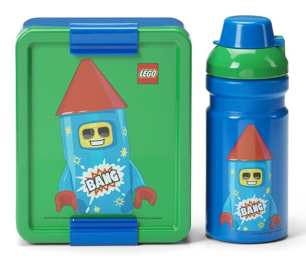 LEGO Rocket svačinový set (láhev a box) - modrá/zelená