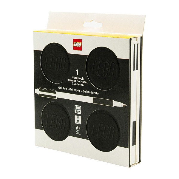 LEGO Zápisník s gelovým perem jako klipem a náhradní náplní - černý