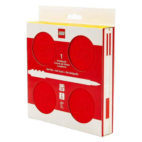 LEGO Zápisník s gelovým perem jako klipem a náhradní náplní - červený