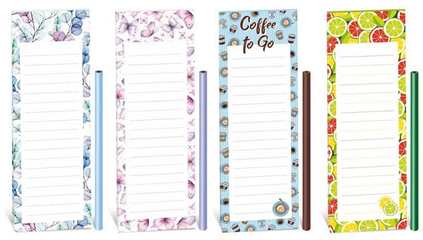 Magnetický blok 7,5 x 24 cm s tužkou 60l. mix 2