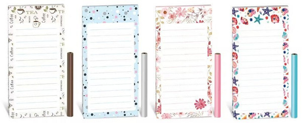 Magnetický blok 7 x 14 cm s tužkou 60l. mix 3