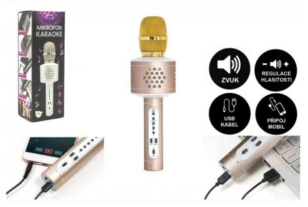 Mikrofon karaoke Bluetooth/zlatý