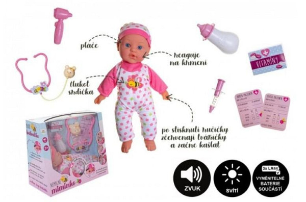 Miminko nemocné s doplňky/se zvukem, světlem