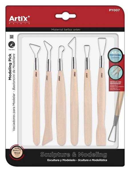 Modelovací dlátka dřevo 6ks s očky