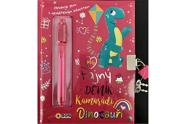 Můj tajný deník na klíček Dinosauři (růžový)
