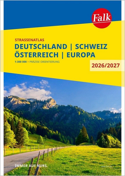 Německo, Švýcarsko, Rakousko 1:300 000 / atlas silnic 2026/2027 Falk