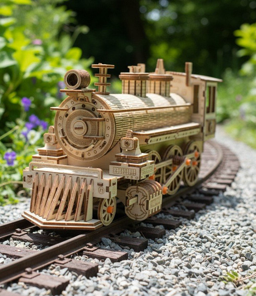 NiXiM Dřevěné 3D puzzle Parní lokomotiva