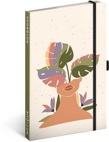 NOTIQUE Notes Monstera, linkovaný, 13 x 21 cm