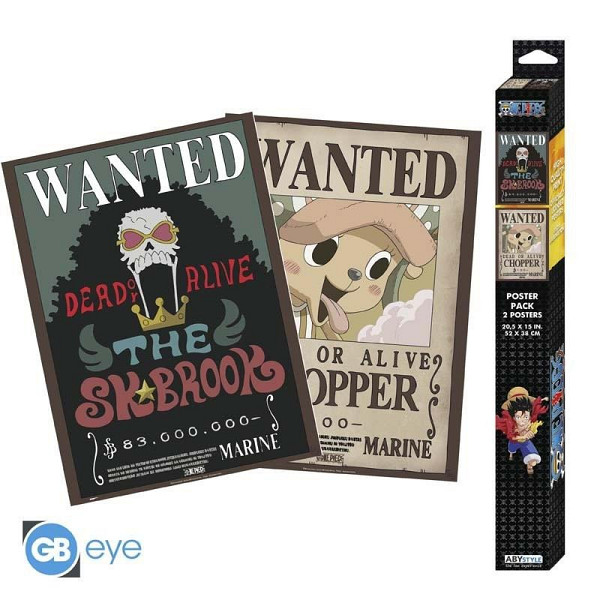 One Piece Set plakátů - Wanted Chopper & Brook 2 ks