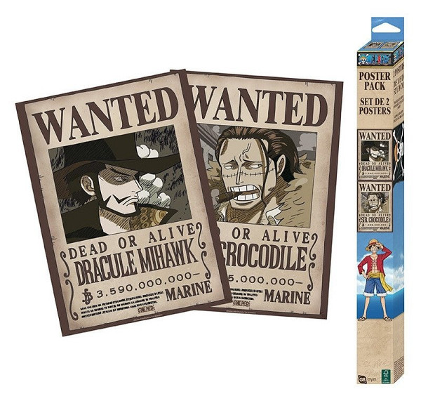 One Piece Set plakátů Wanted Mihawk  Crocodile 52 x 38 cm (2 ks)