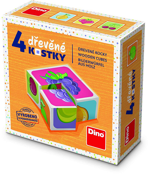 Ovoce - Dřevěné kostky 4 ks
