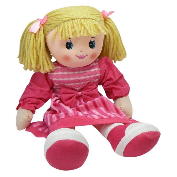 Panenka hadrová 60 cm - tmavě růžové šaty