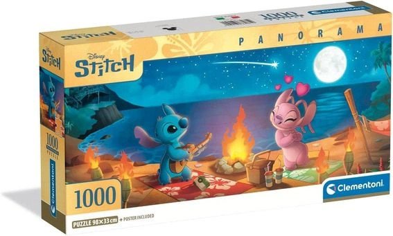 Panoramatické puzzle Lilo  Stitch: Noční táborák 1000 dílků