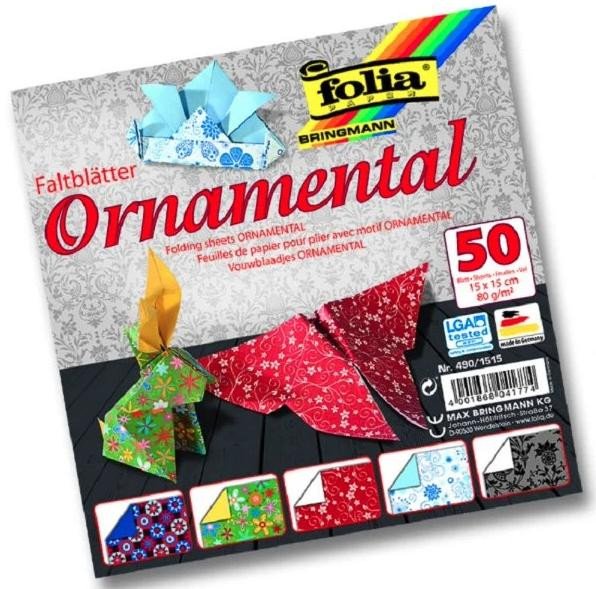 Papíry na origami 15x15cm, 50 listů, ornamental
