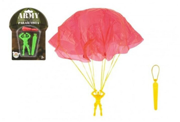 Parašutista s padákem létající