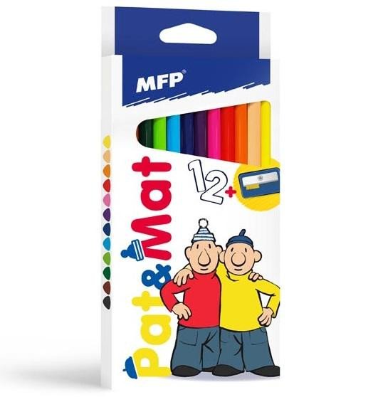 Pastelky triangular s ořezávátkem Pat a Mat - 12 ks