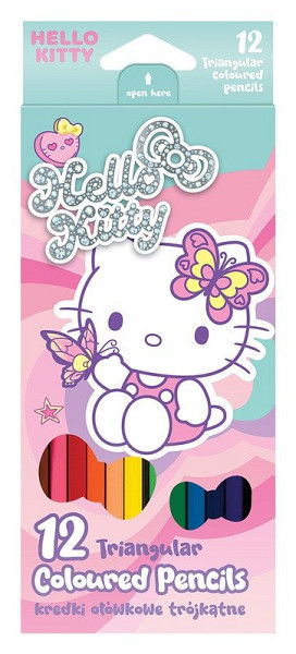 Pastelky trojhranné Hello Kitty, 12 barev
