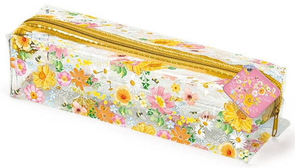 Penál průhledný s barevným potiskem květiny