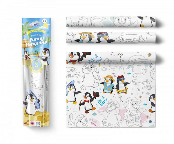PEXI Malovací ubrusy 3v1 – Veselí tučňáci (Funny Penquins)
