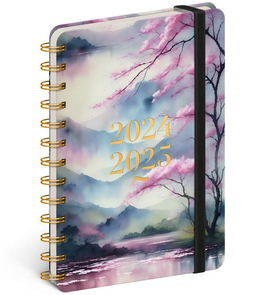 NOTIQUE Spirálový 18měsíční diář Petito – Sakura 2024/2025, 13 x 18 cm