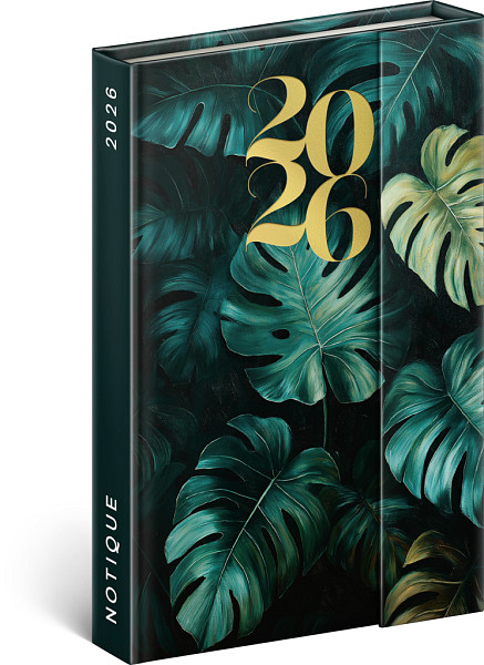 NOTIQUE Týdenní magnetický diář Monstera 2026, 11 x 16 cm