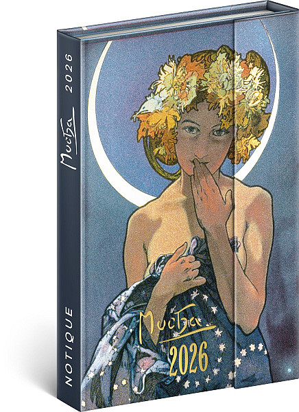 Diář 2026: Alfons Mucha - týdenní, magnetický, 11 x 16 cm