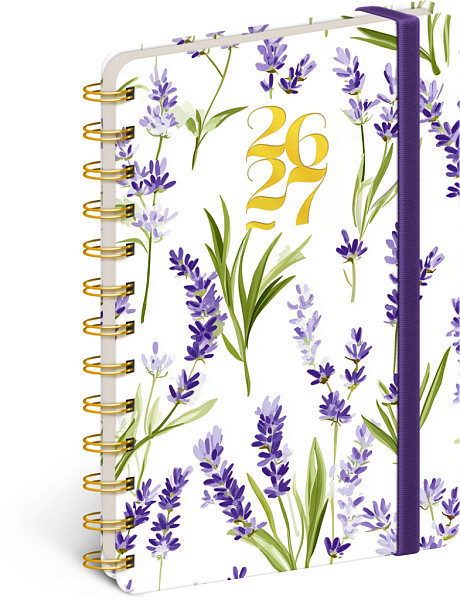 Diář 18měsíční spirálový 2026/2027 Petito - Levandule, 13 x 18 cm