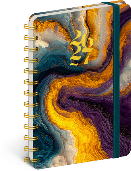 Diář 18měsíční spirálový 2026/2027 Petito - Barevný achát, 13 x 18 cm