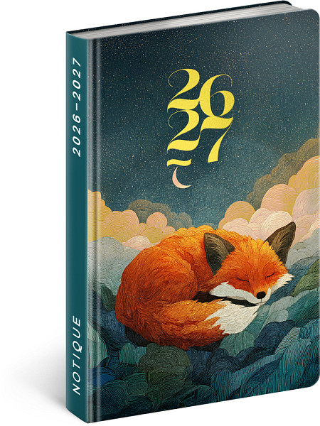 Diář 18měsíční 2026/2027 Petito - Spící liška, 11 x 16 cm