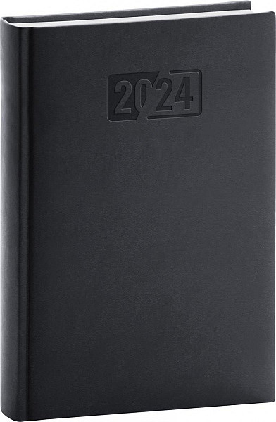 Denní diář Aprint 2024, černý, 15 × 21 cm