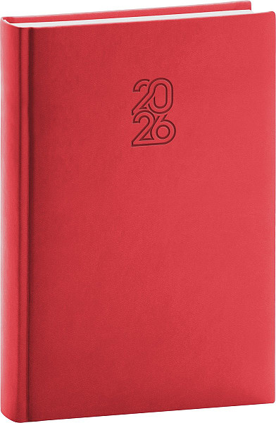 Diář 2026: Aprint - červený, denní, 15 x 21 cm