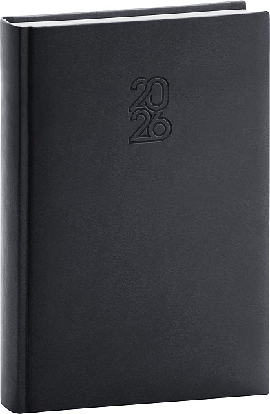 Diář 2026: Aprint - černý, denní, 15 x 21 cm