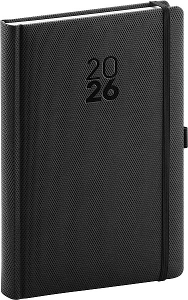 Diář 2026: Diamante - černý, denní, 15 x 21 cm