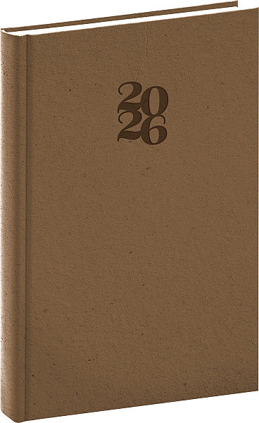 Diář 2026: Essenza - oříšek, denní, 15 x 21 cm