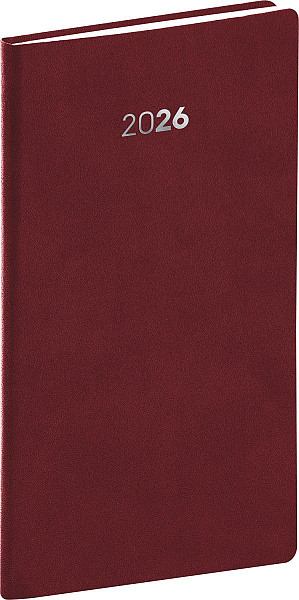 Diář 2026: Balakon - bordó, kapesní, 9 x 15,5 cm