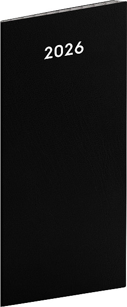 NOTIQUE Kapesní diář Černý 2026, plánovací měsíční, 8 x 18 cm