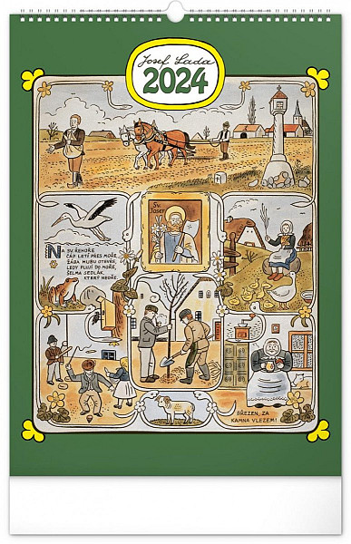 Nástěnný kalendář Josef Lada – Měsíce 2024, 33 × 46 cm