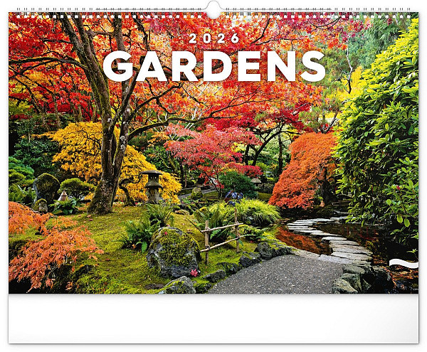 NOTIQUE Nástěnný kalendář Zahrady 2026, 48 x 33 cm