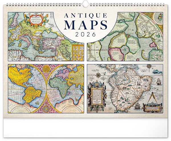 NOTIQUE Nástěnný kalendář Staré mapy 2026, 48 x 33 cm