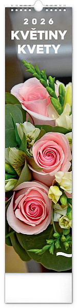 Kalendář 2026 nástěnný: Květiny - Kvety, 12 x 48 cm